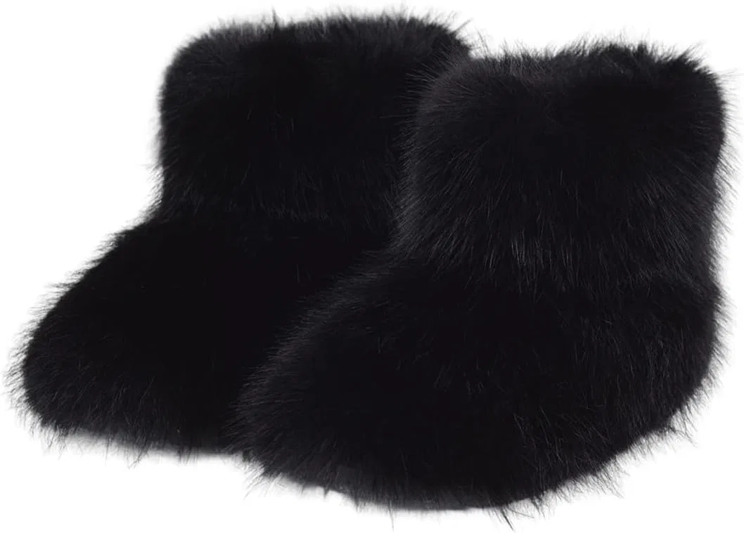 Детские зимние сапоги для девочек с искусственным мехом BININBOX, Black