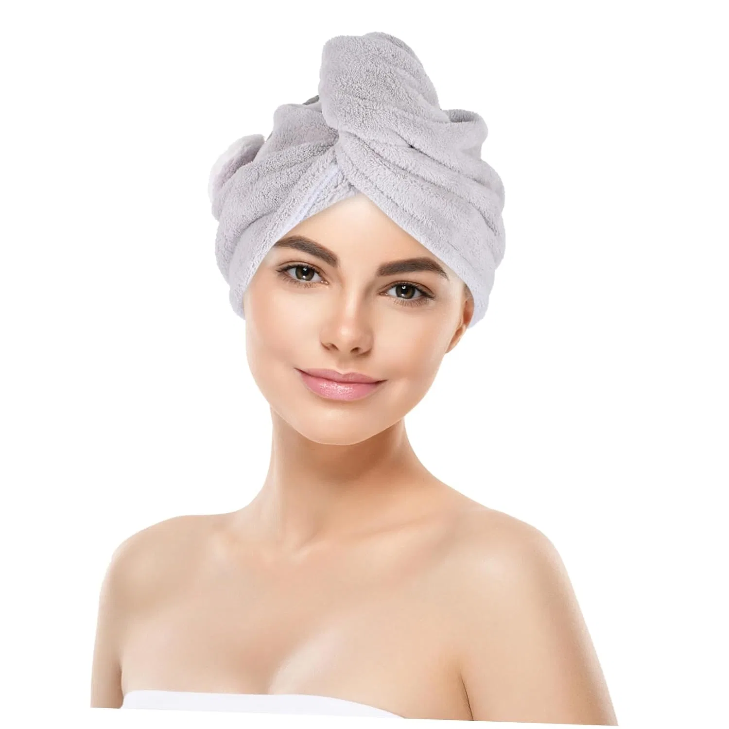 Шапочка для душа с ушками кролика Beavorty, 1 шт., 67x25x1.5 см, Grey — фото 2