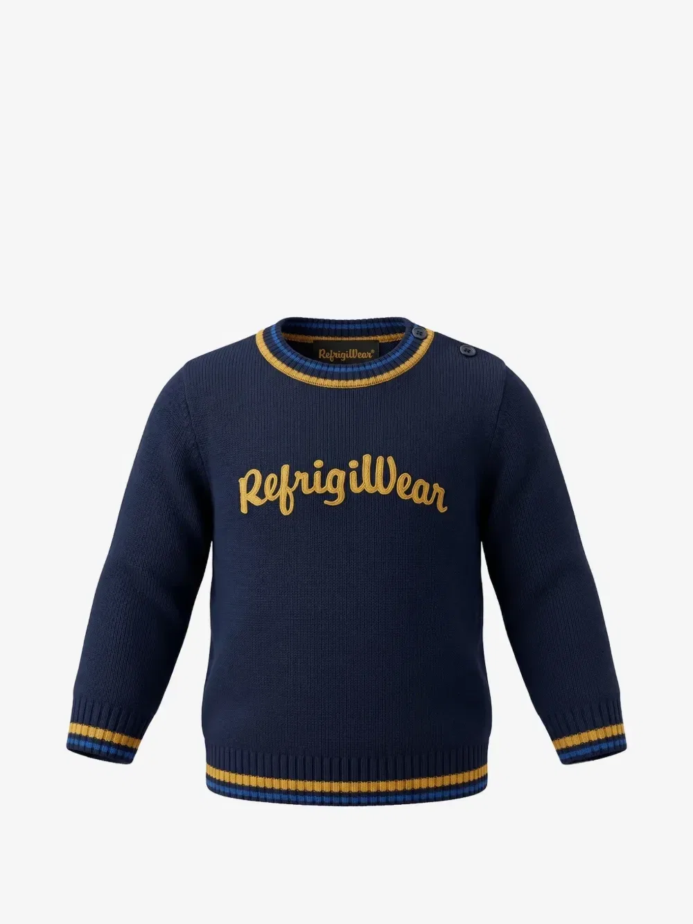 Свитер с вышитым логотипом и полосатой отделкой REFRIGIWEAR KIDS, синий