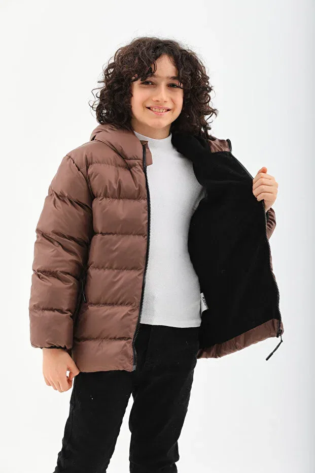 Детская зимняя куртка для девочек с капюшоном Roba Kids, Brown — фото 2
