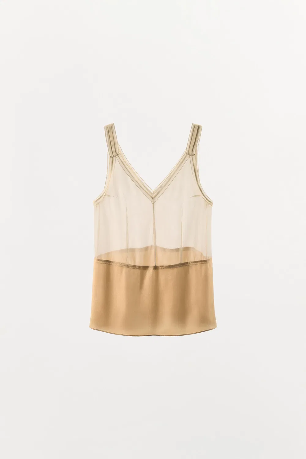 Топ на бретельках из 100% шелка ZARA, Ecru — фото 3