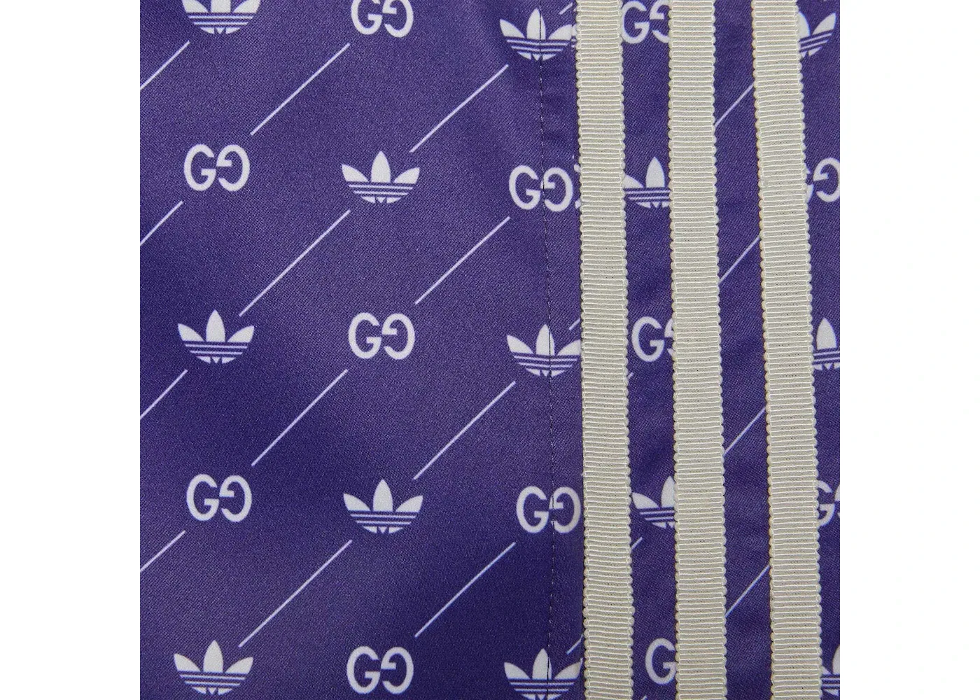 Мужские шорты с принтом Trefoil Gucci x Adidas, Ivory/Blue — фото 2