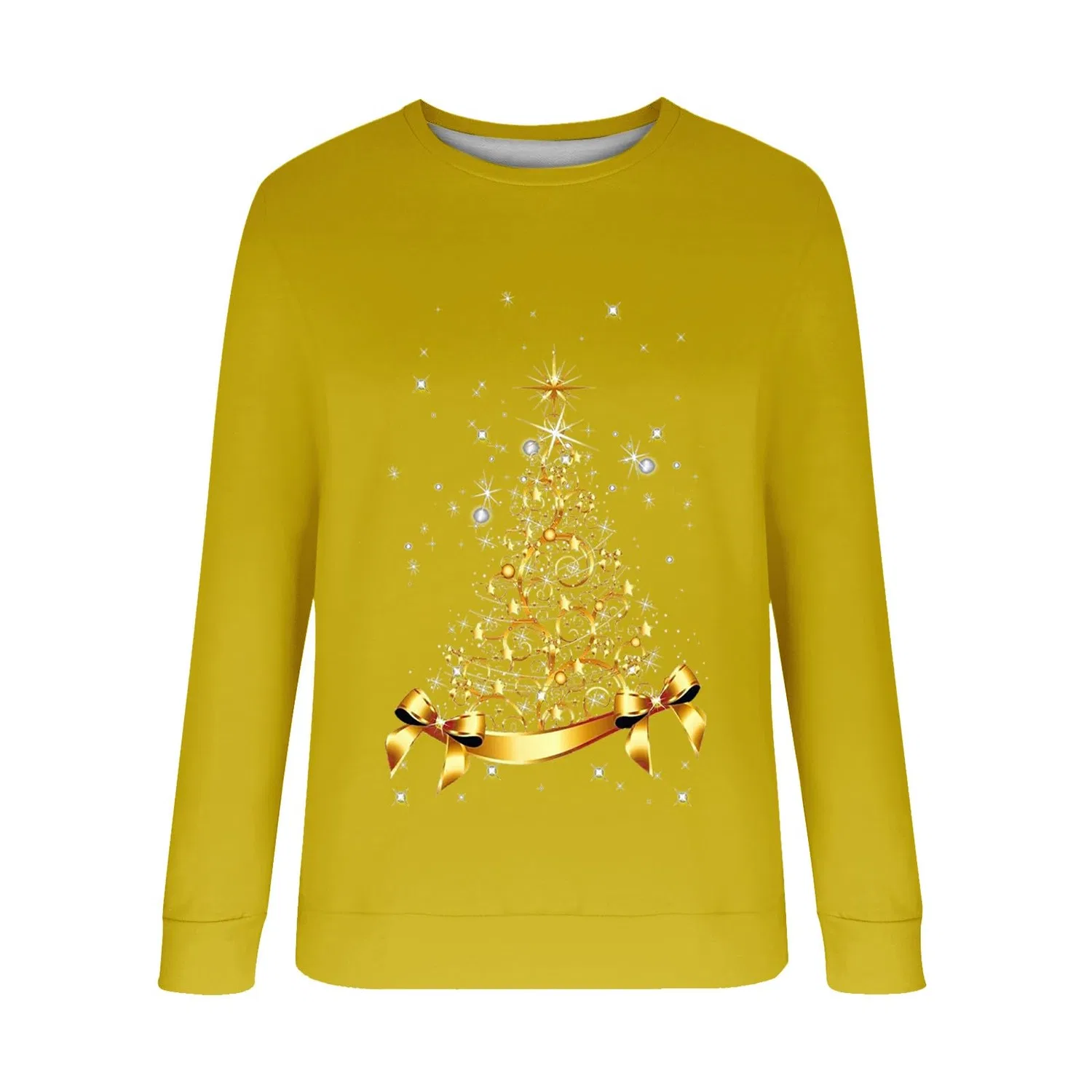Женская куртка с принтом Christmas Tree с длинным рукавом, Giallo — фото 2