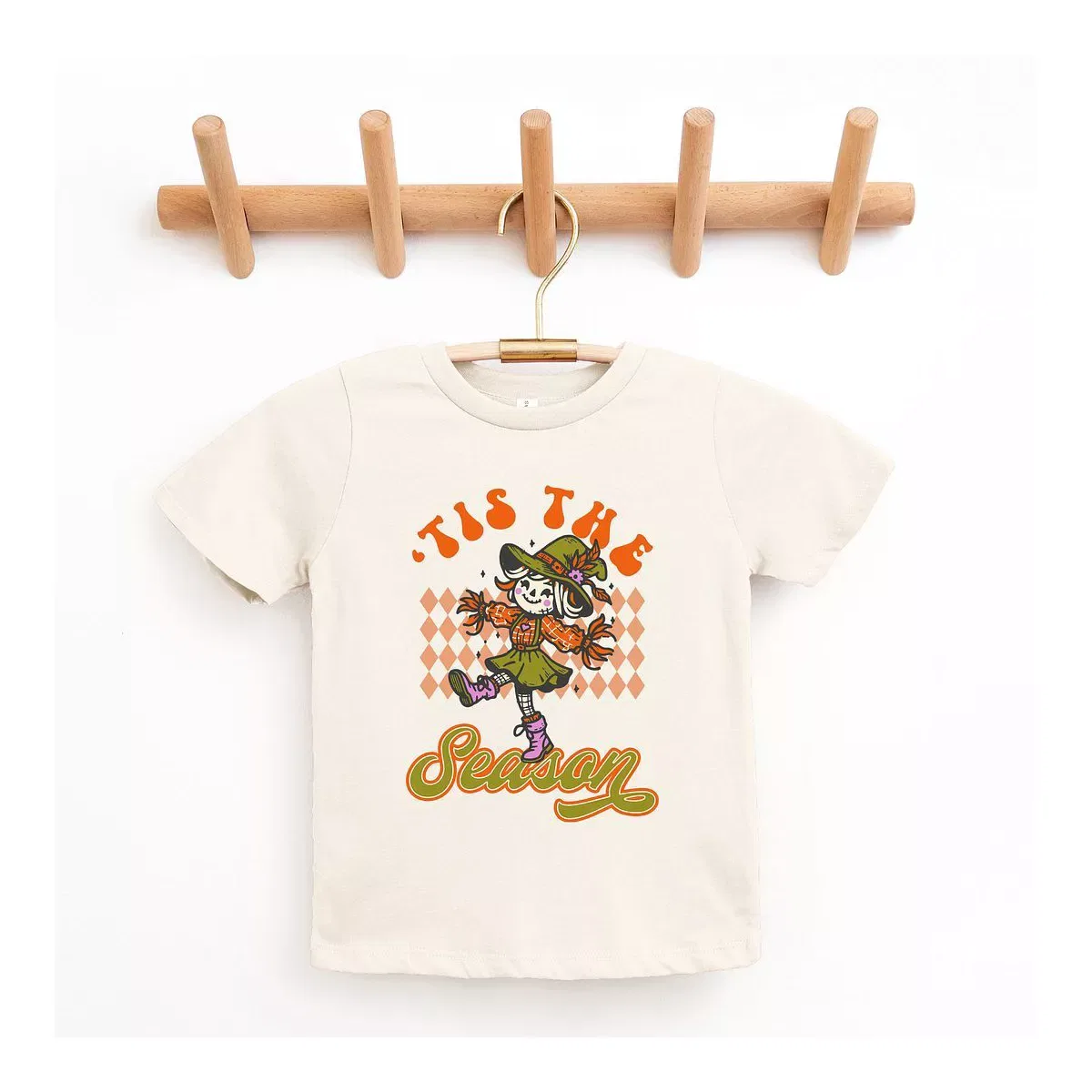 Детская футболка с принтом Tis The Season Scarecrow The Juniper Shop, Cream