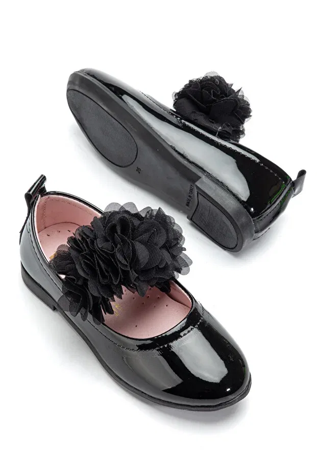 Детские балетки для девочек с бантом Two-Layer bow tie ballerina shoes Shr Kids, Black — фото 4