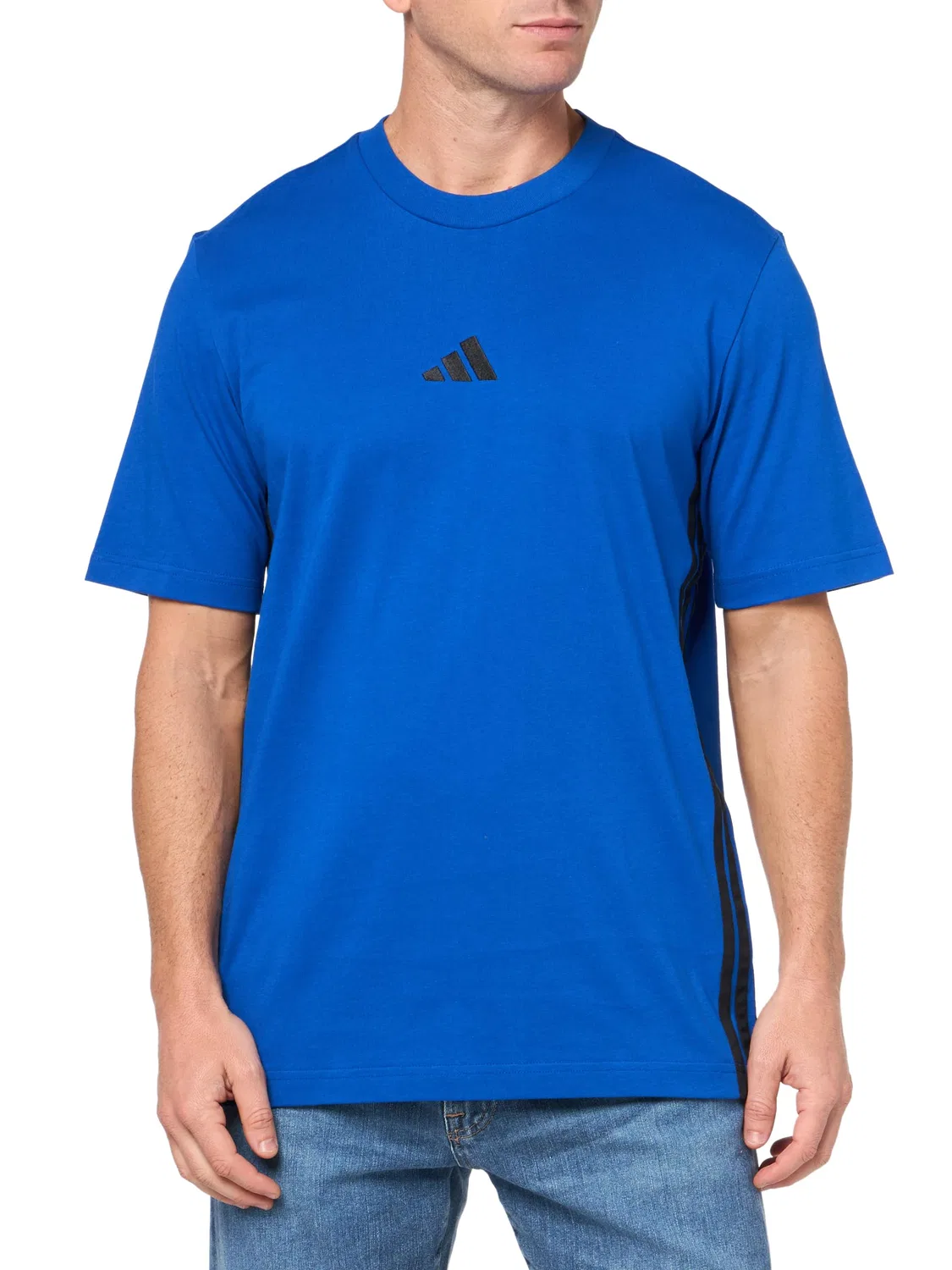 Мужская футболка с принтом Essentials 3-Stripes adidas, 2-Team Royal Blue/Black — фото 3