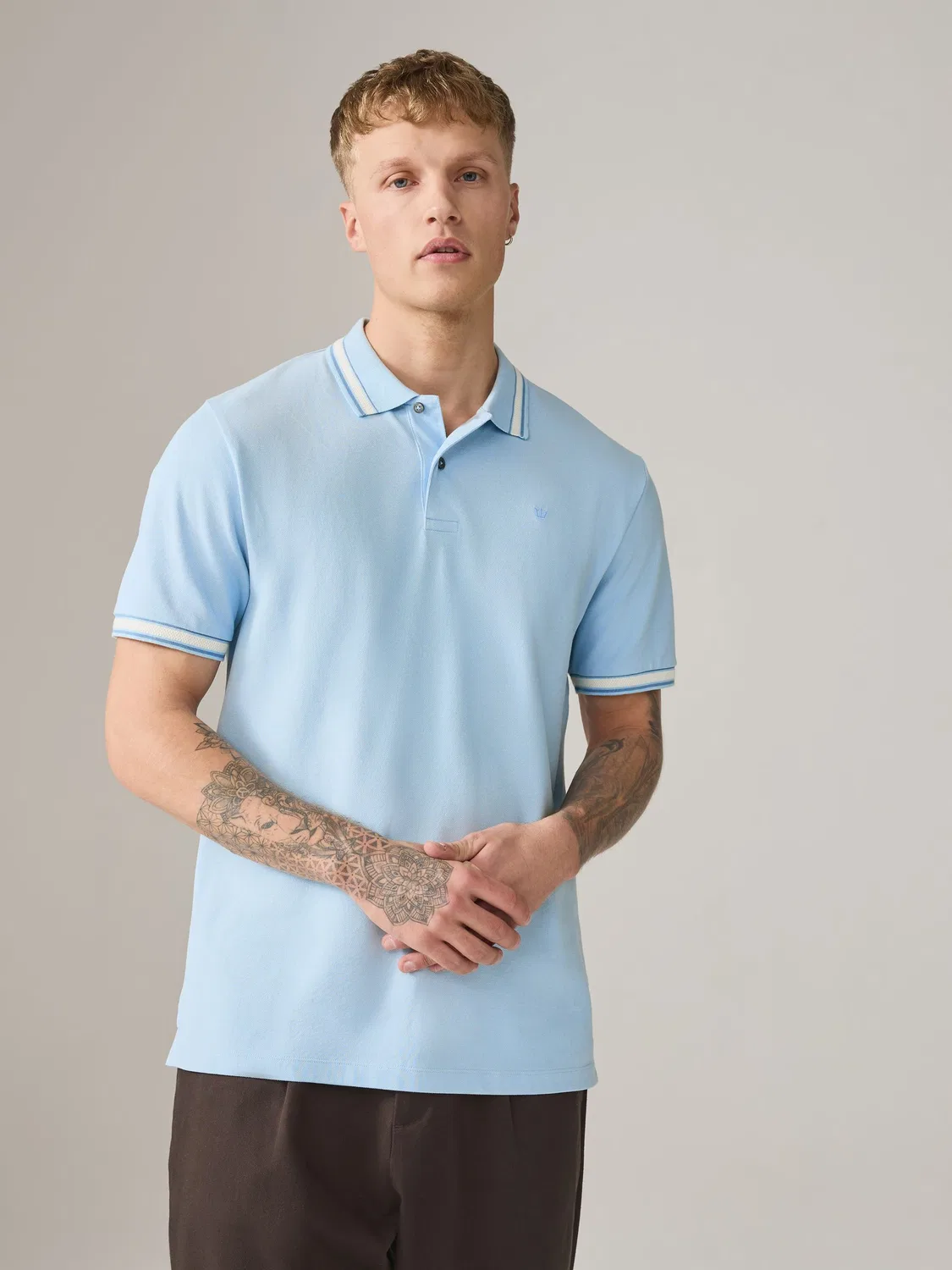 Поло с отделкой, Sky Blue Next