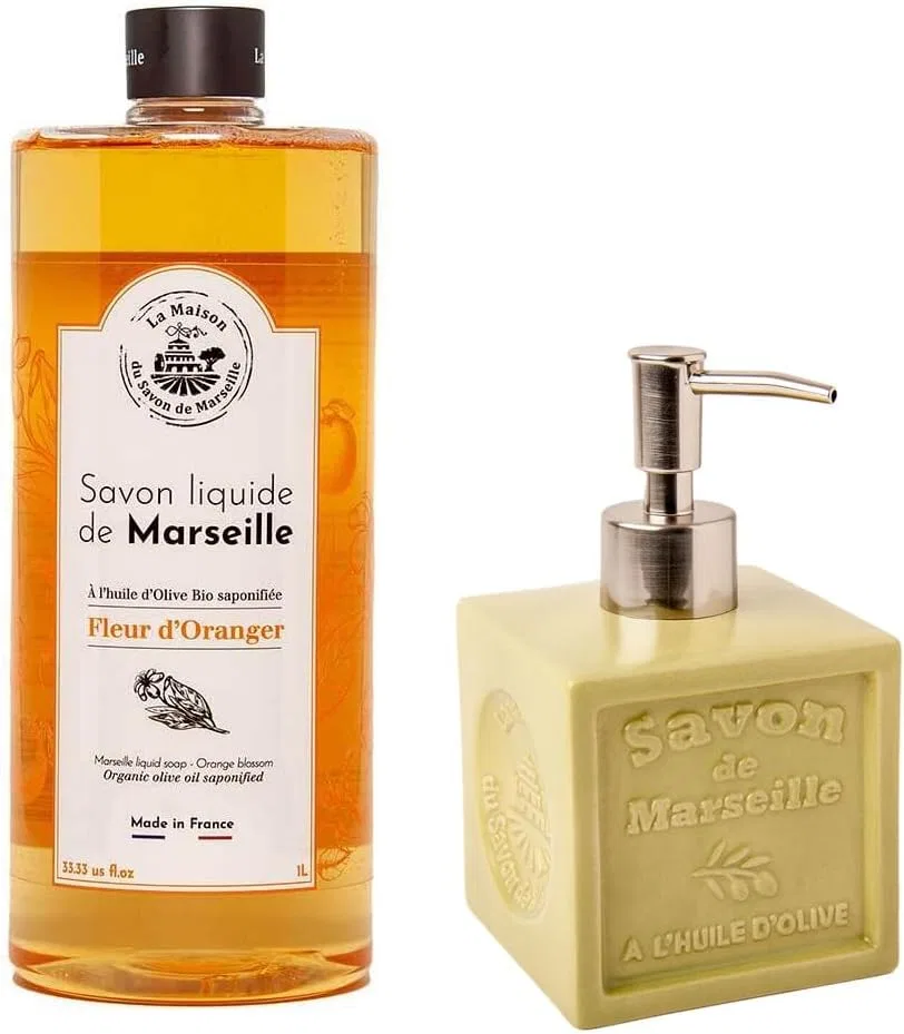 Жидкое мыло Orange Blossom, LA MAISON DU SAVON, 1 л + керамический дозатор 300 мл, Green