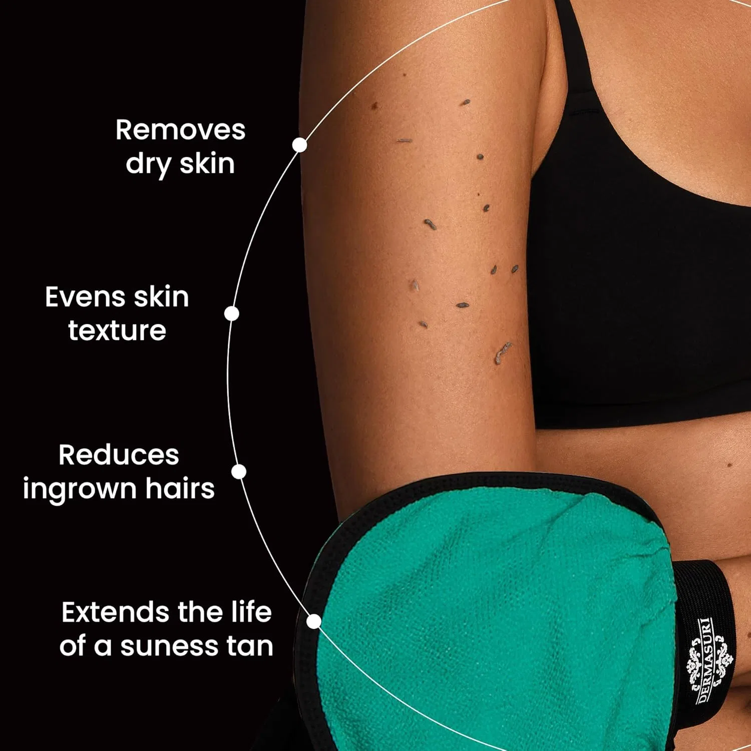 Эксфолиирующая перчатка Dermasuri Teal Deep Exfoliating Glove, 41 г, Trace Of Paradise — фото 2