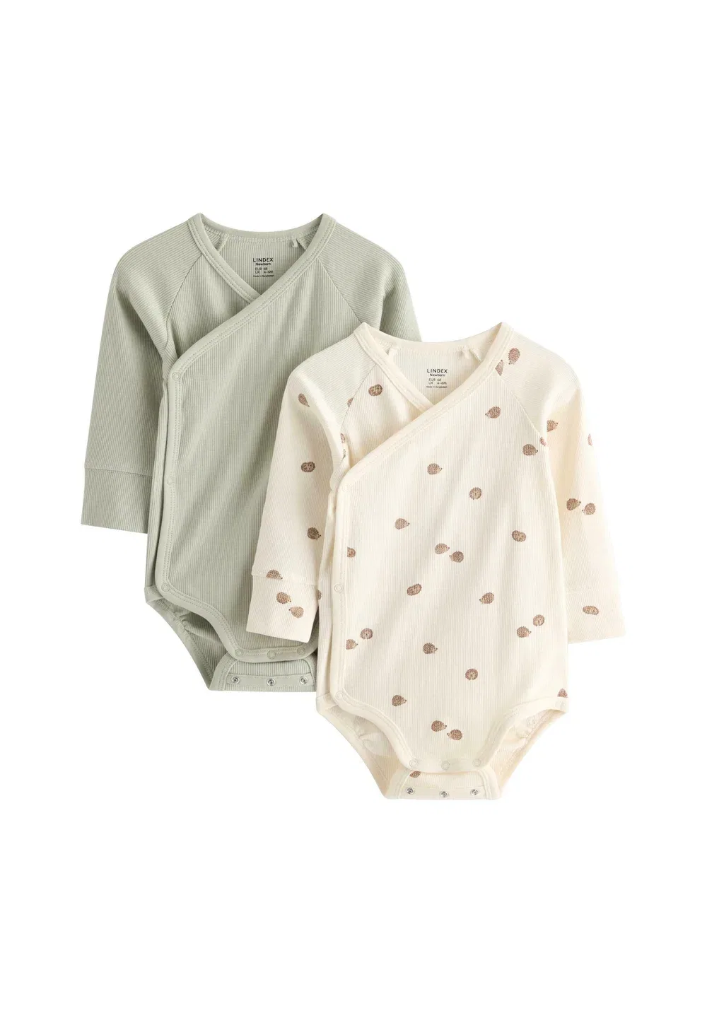 Комплект из 2 ребристых боди-комбинезонов унисекс - боди Lindex, Light Dusty Green