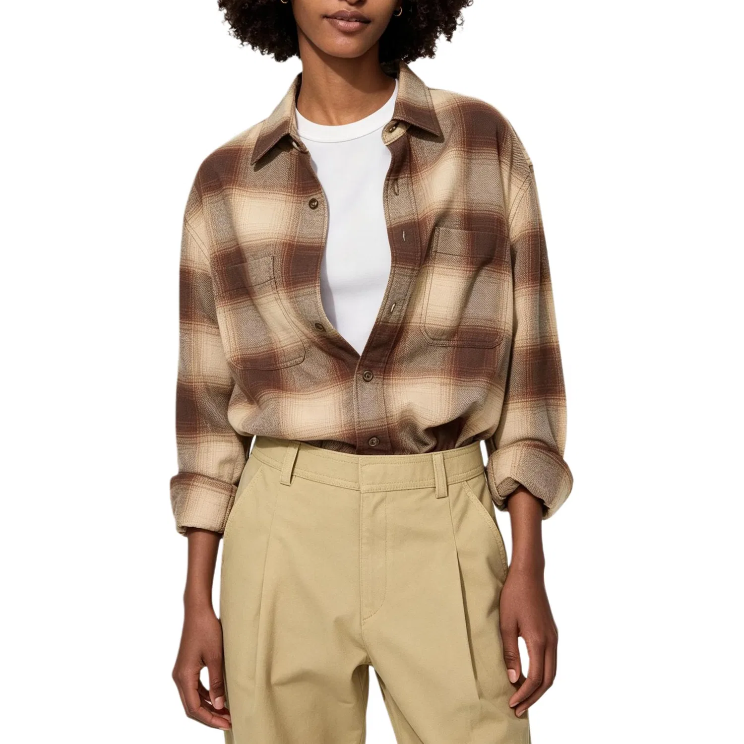 Мужская рубашка с лацканами Brown UNIQLO, Brown