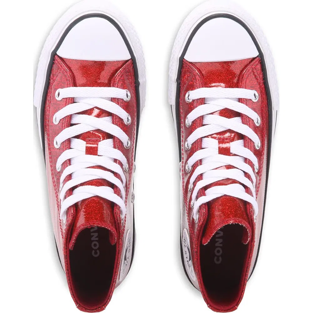 Детские высокие кеды Chuck Taylor All Star Lift Converse, Red Glitter — фото 4