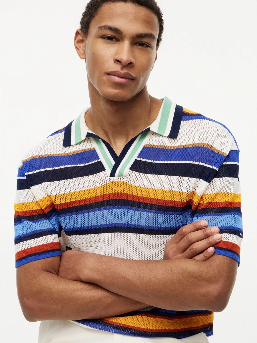 Свитер TOMMY HILFIGER 'Relaxed Fit Multicolour Stripe' в синем и темно-синем цветах — фото 2