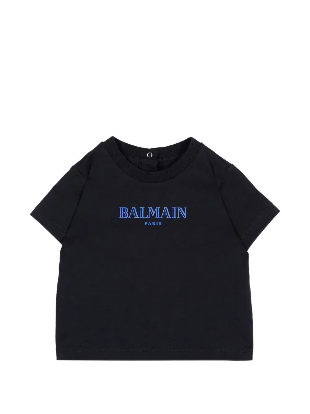 Футболка с логотипом на кнопках Balmain Kids, синий