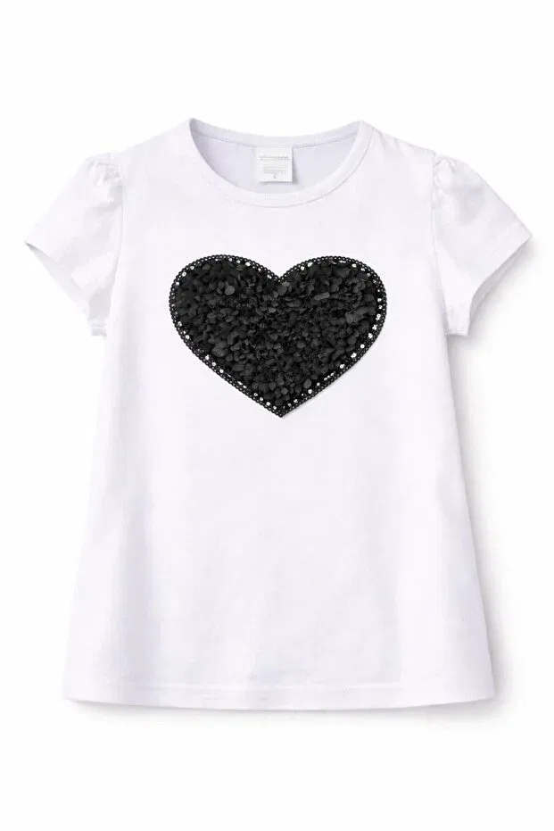 Детская футболка для девочек с принтом Kuraff Giyim, Black Hearted T-Shirt