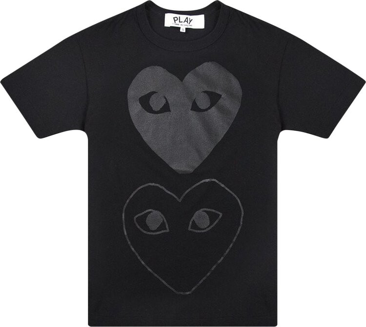 

Футболка Comme des Garçons PLAY Double Hearts T-Shirt 'Black/Black', черный