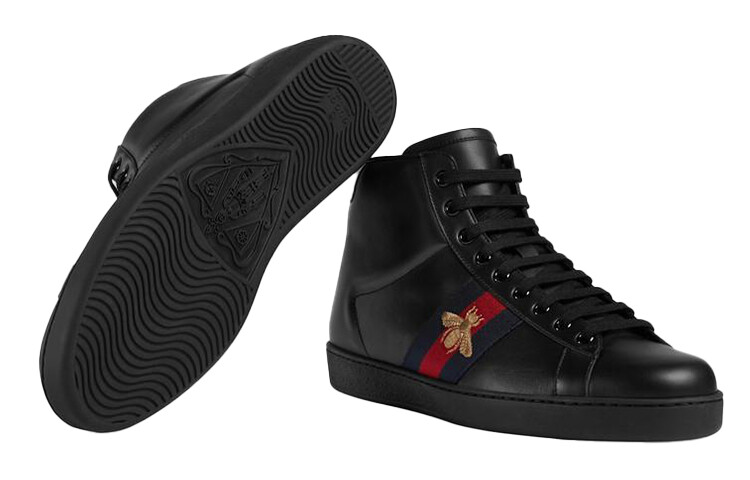 Кроссовки Gucci Ace High Bee, черный — фото 2