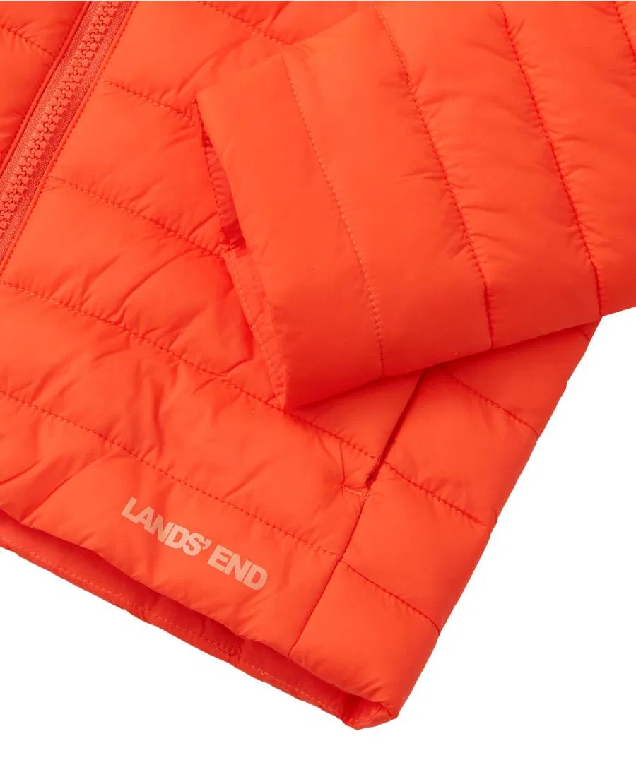 Детская куртка с капюшоном FeatherFree Insulated Hooded Packable Lands' End, Bright Orange — фото 4