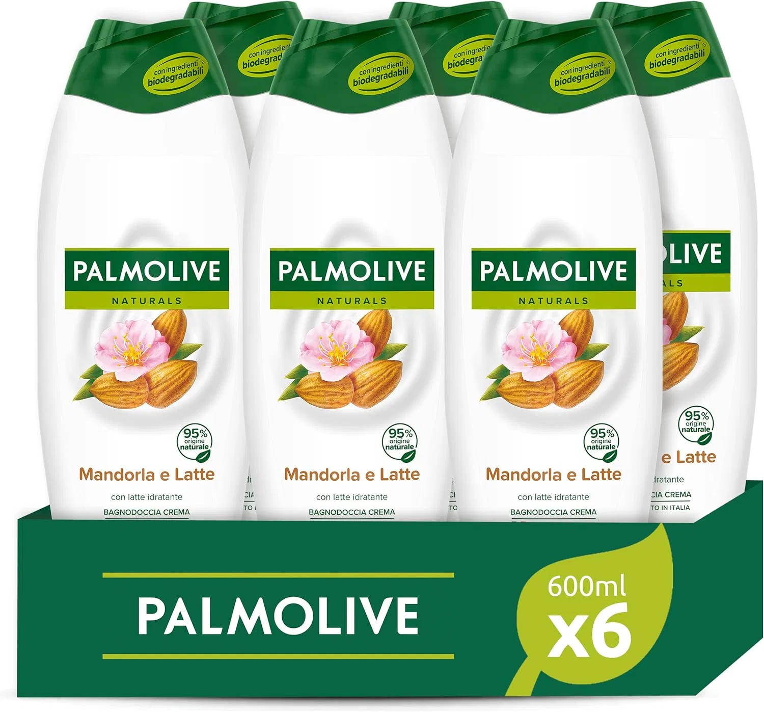 Гель для душа с молоком и миндалем Palmolive, 6x600 мл