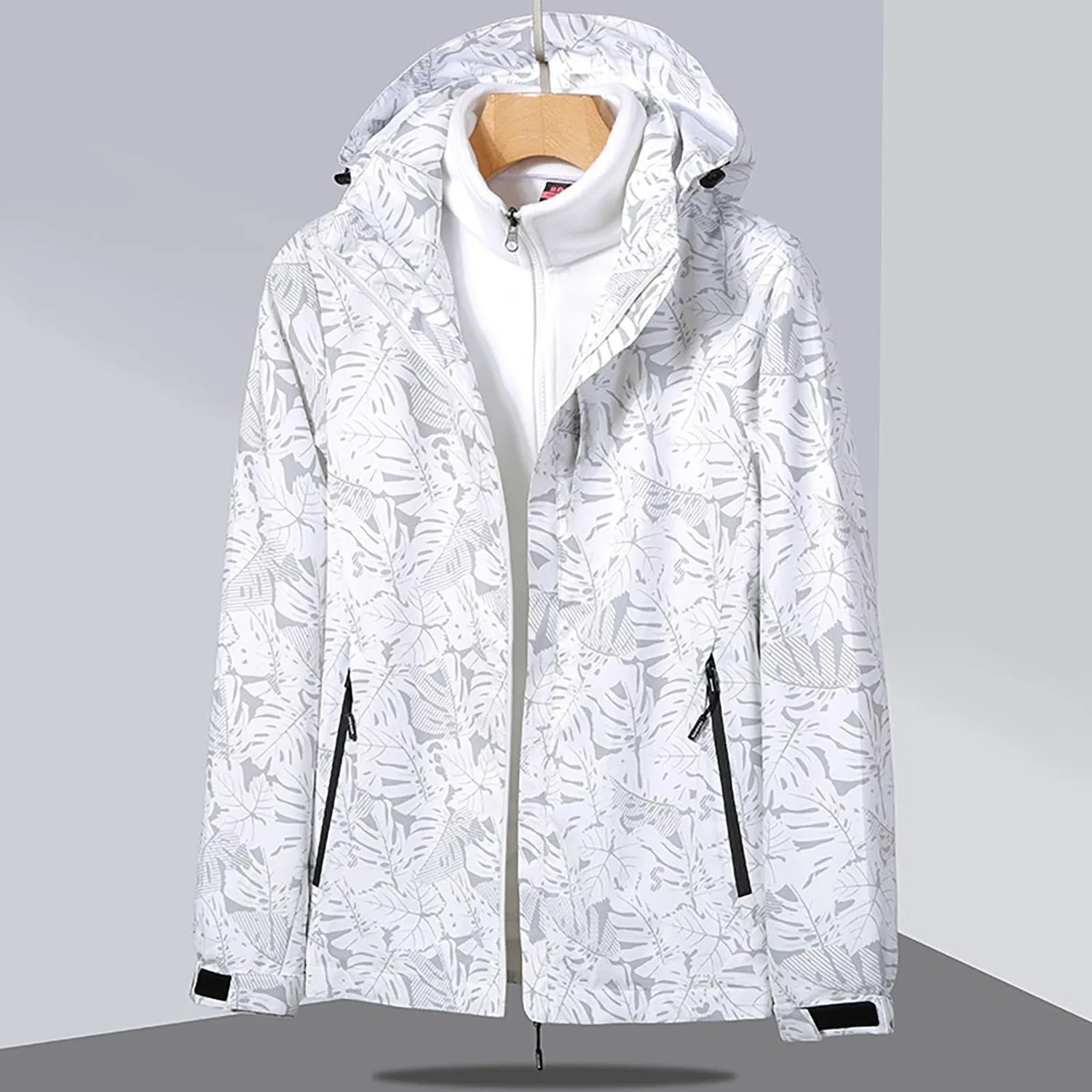 Женская куртка с принтом Thickened Double Jackets, White — фото 2