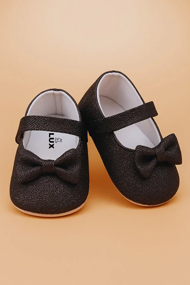 Детские балетки для девочек с блестками Glitter ballerina baby shoes with bow Bebluxbaby, Black