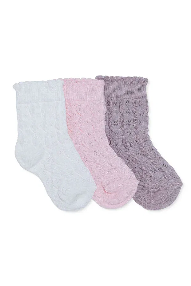 Детские носки для девочек хлопковые 3-комплект Hellobaby Ebebek Hello Baby, Pink
