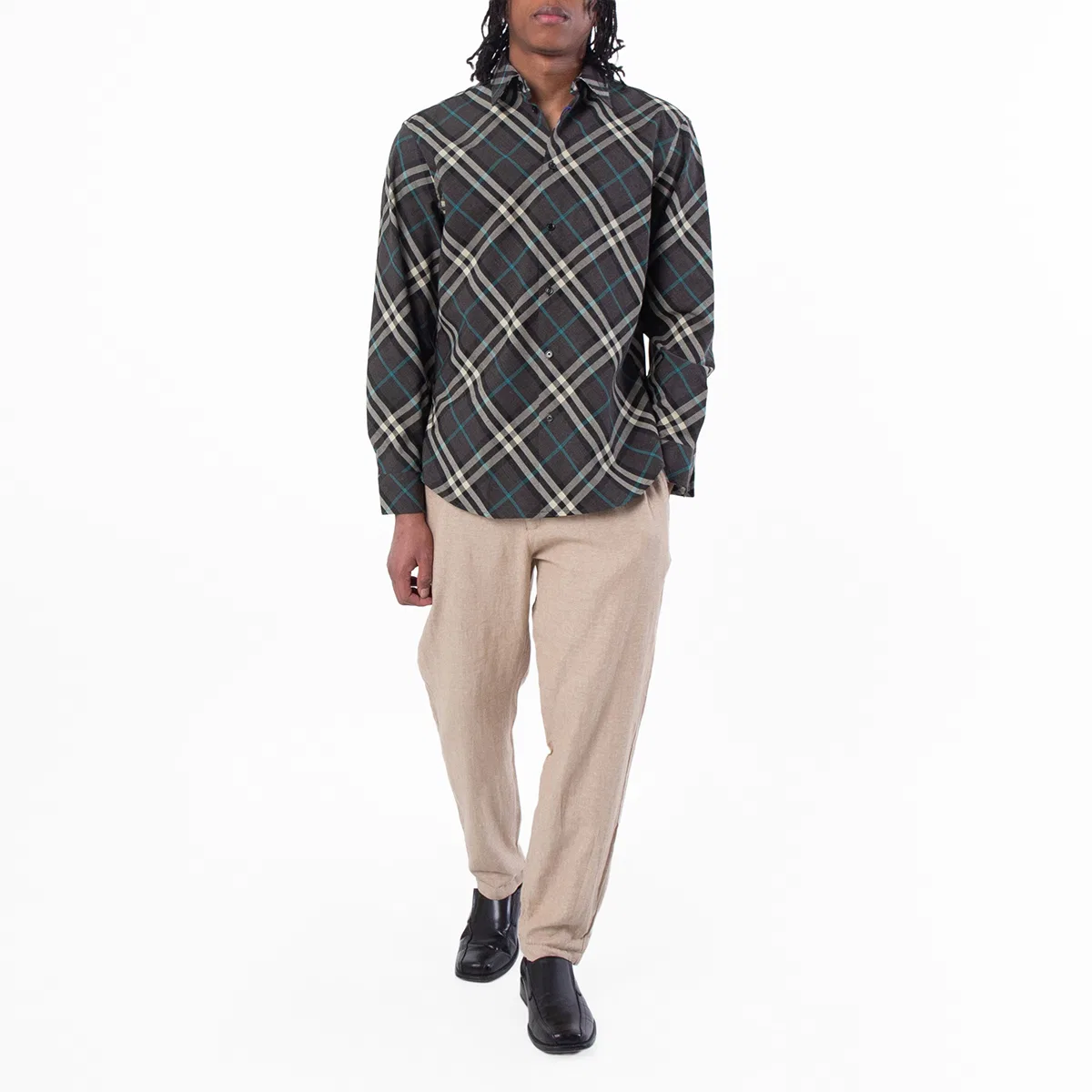 Рубашка с принтом в клетку Check Pattern Button-Up Shirt Burberry, Snug Ip Check — фото 4