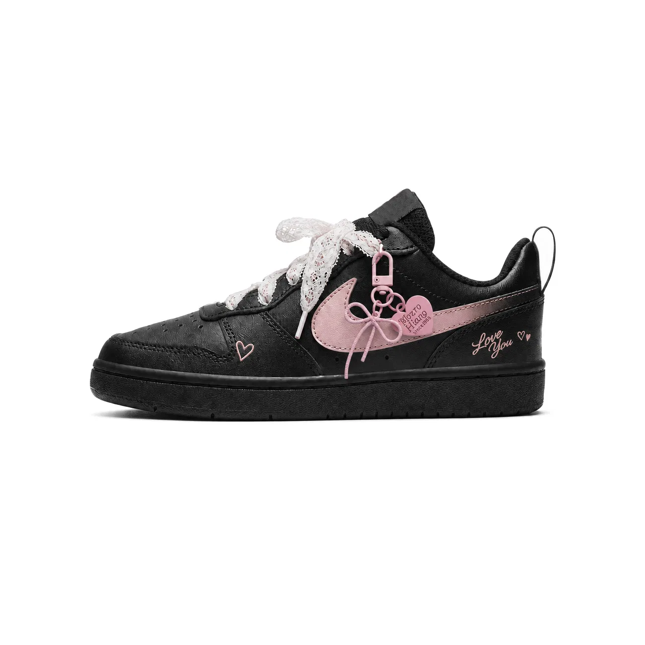 Детские кроссовки для скейтбординга с контрастным принтом Black Pink Court Borough 2 Nike — фото 3