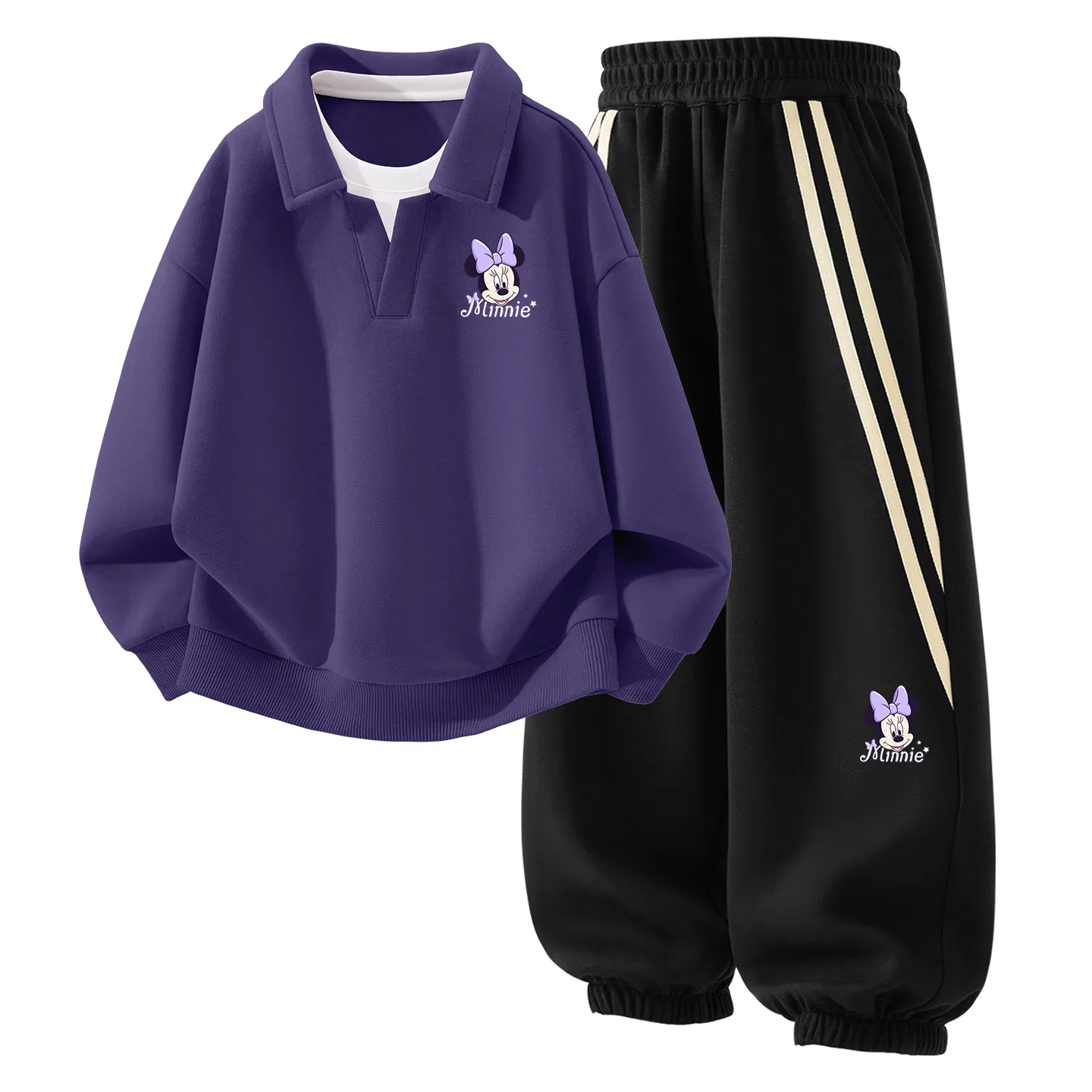 Детский спортивный комплект для мальчиков с поло-воротником, Di Mood K Pulse Purple+Di Mood K_Bottom Right Black, Disney