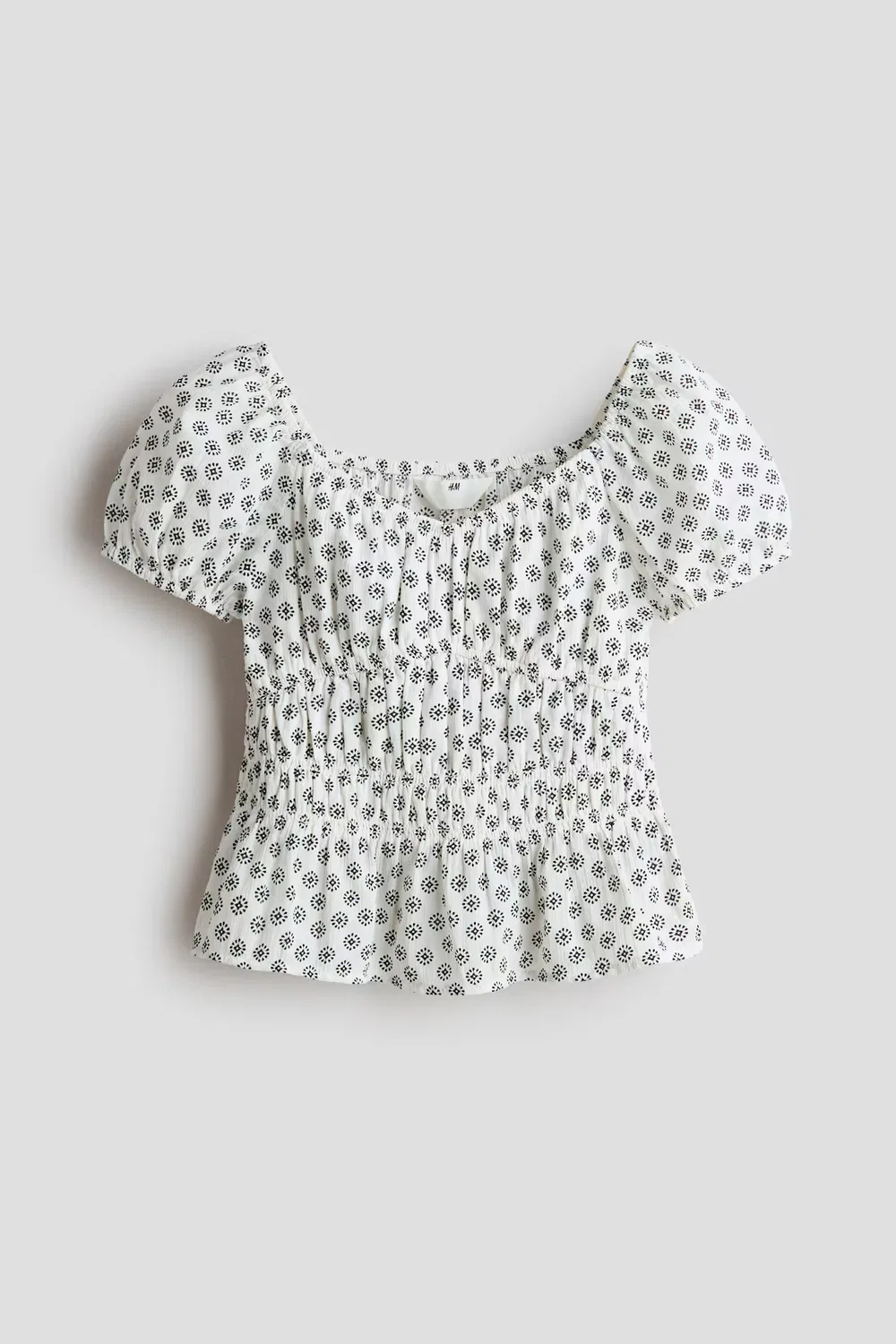 Мятая хлопковая блузка H&M, Weiß/Gemustert