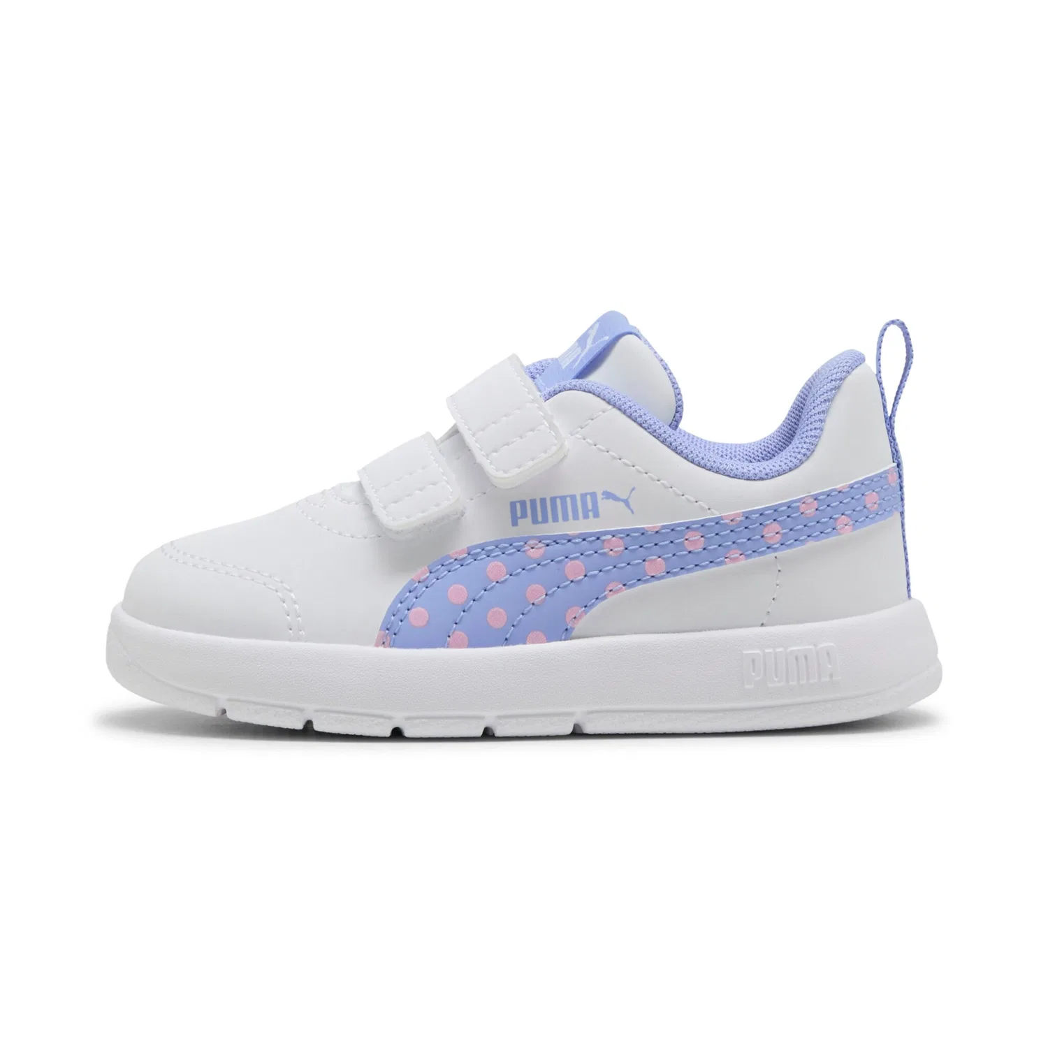 Детские кроссовки с клеверным верхом Courtflex v3 PUMA, White/Intense Lavender/Pink Shimmer — фото 2