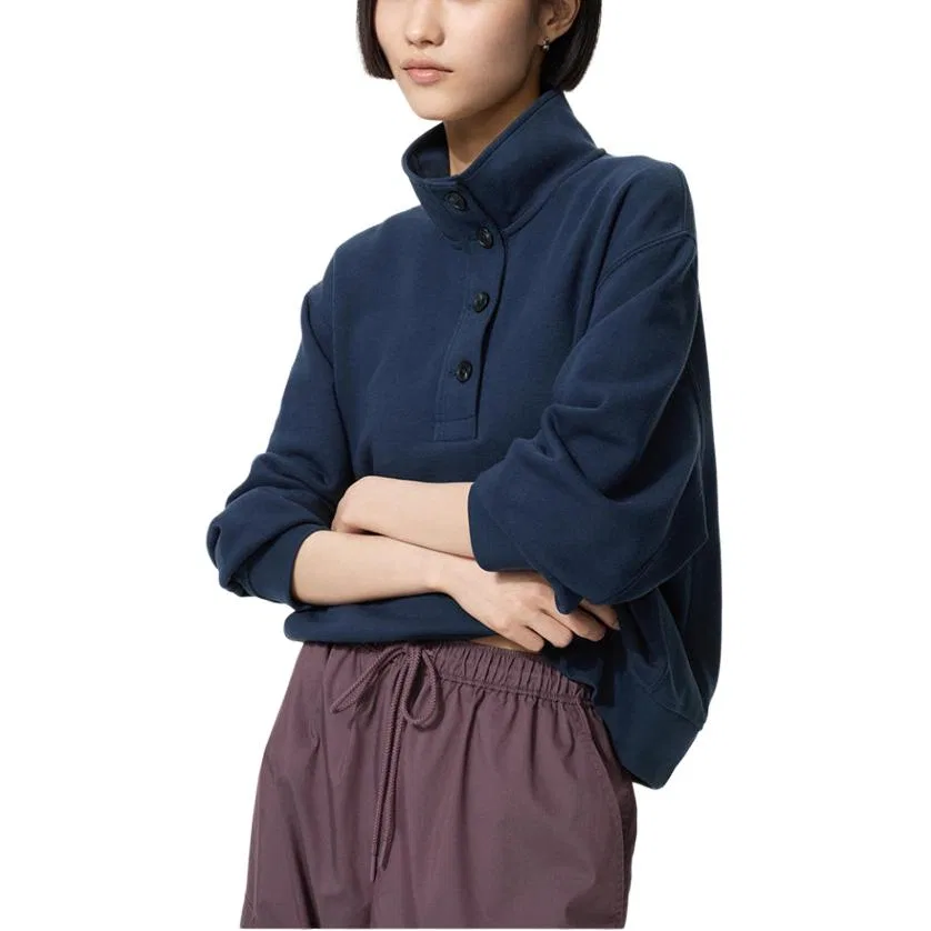 Женский свитшот с воротником-стойкой UNIQLO, 69 Navy Blue — фото 3