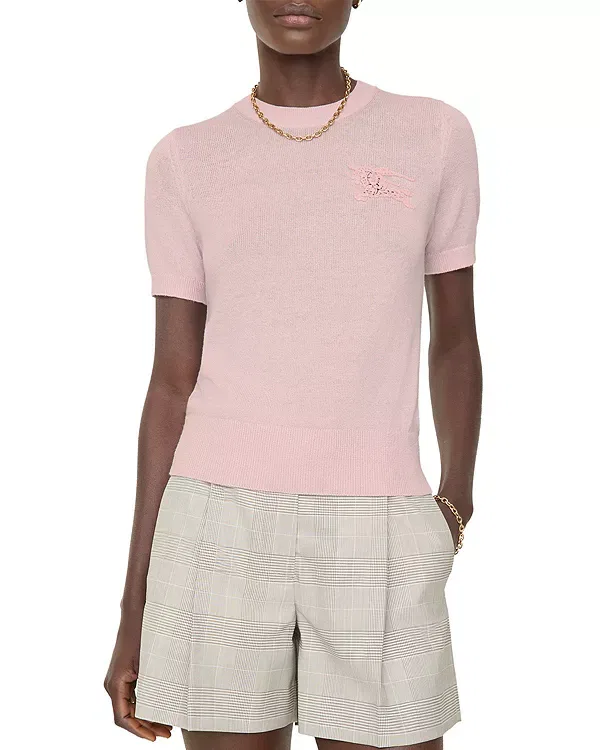 Женский свитер из шерстяного хлопка Ekd Wool Cotton Top Burberry, Mallow Pink