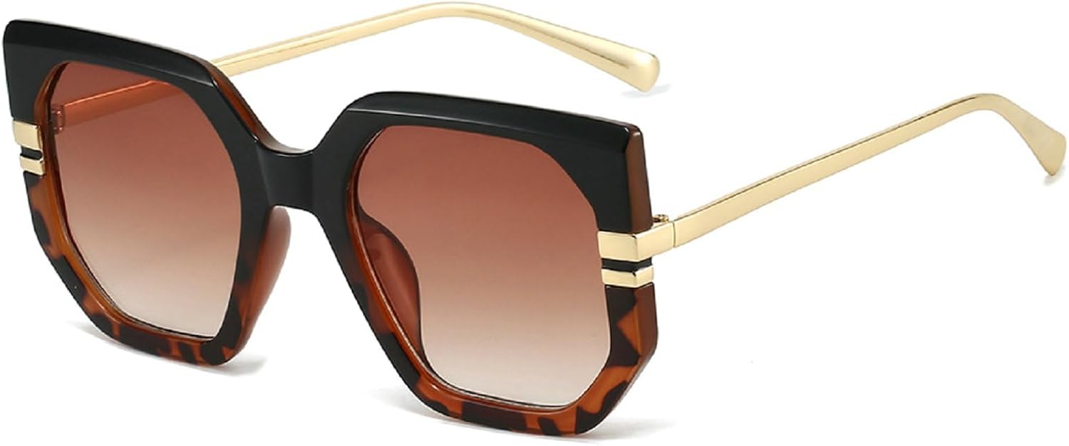 

Ретро-солнцезащитные очки большого размера для женщин и мужчин, модные и стильные, в стиле 80-х и 90-х, квадратные, с защитой от ультрафиолета UV400 mincl, Black Leopard Brown