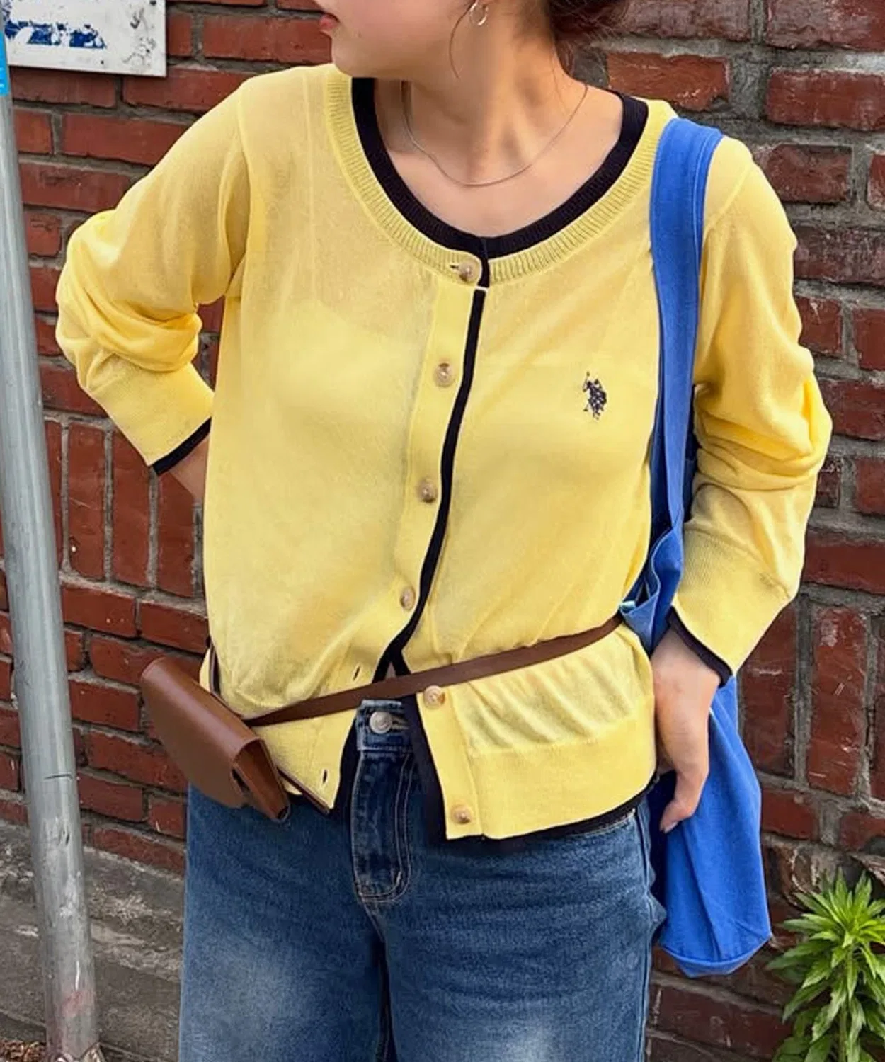 Женский кардиган с имитацией многослойности U.S. POLO ASSN., Yellow