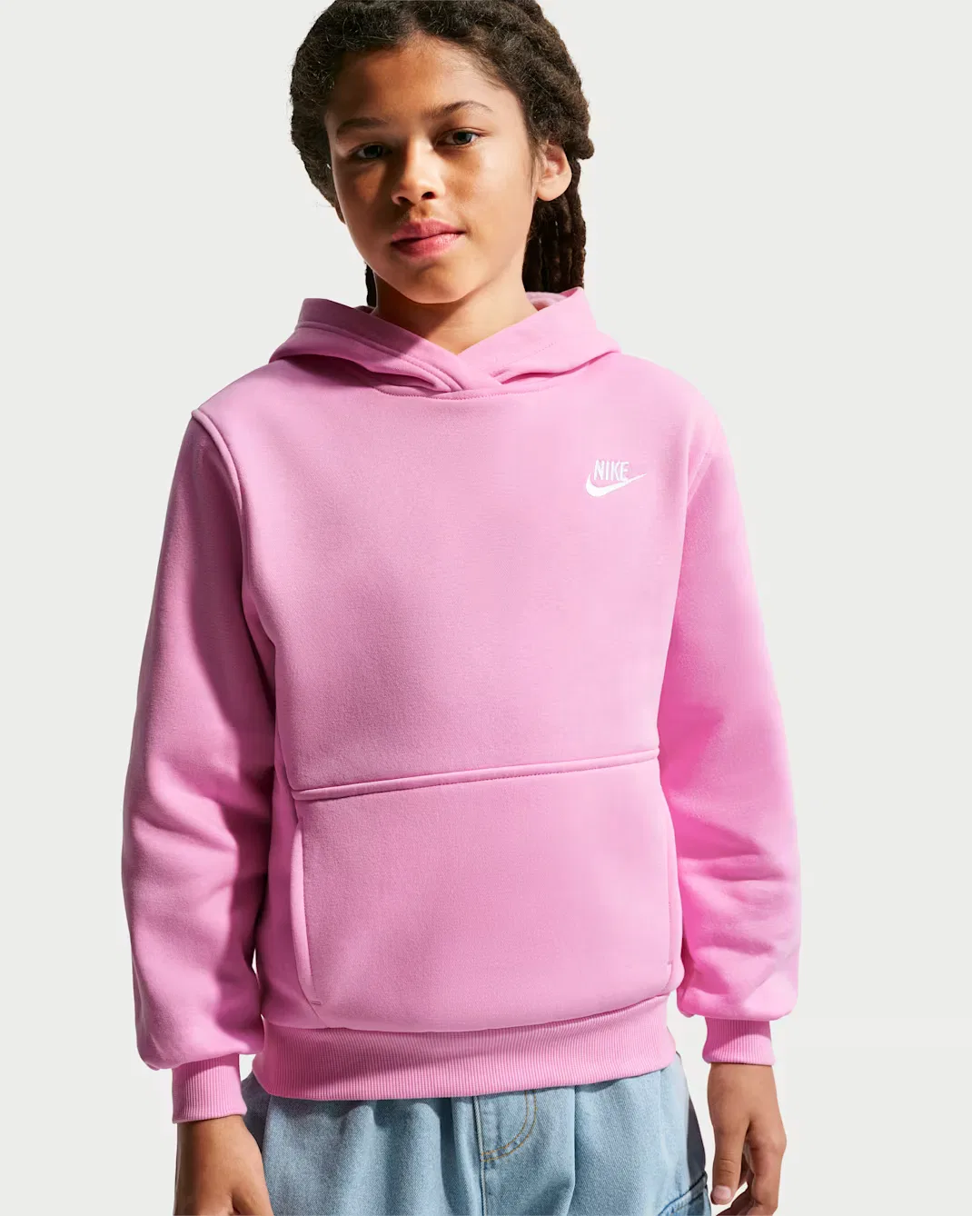 Толстовка с капюшоном для детей постарше Nike Sportswear Club Fleece, Pink Rise/White — фото 3