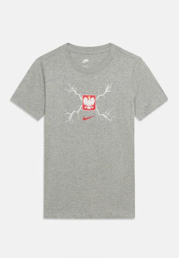 Футболка хлопковая Poland graphic tee unisex Nike Performance Dark Grey Heather, Sport Red, красный/темно-серый — фото 3