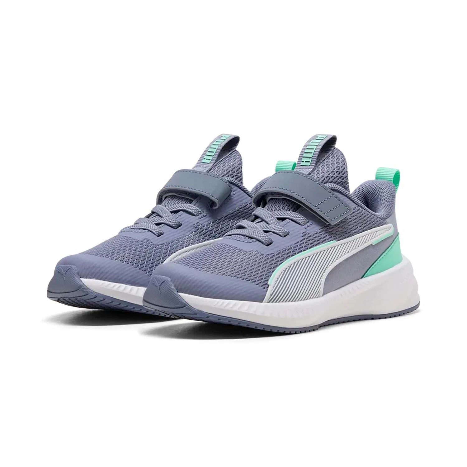 Детские кроссовки с двойной липучкой Flyer 3 Ac+ Ps Puma, Gray Sky-Mint Jelly-PUMA White — фото 2