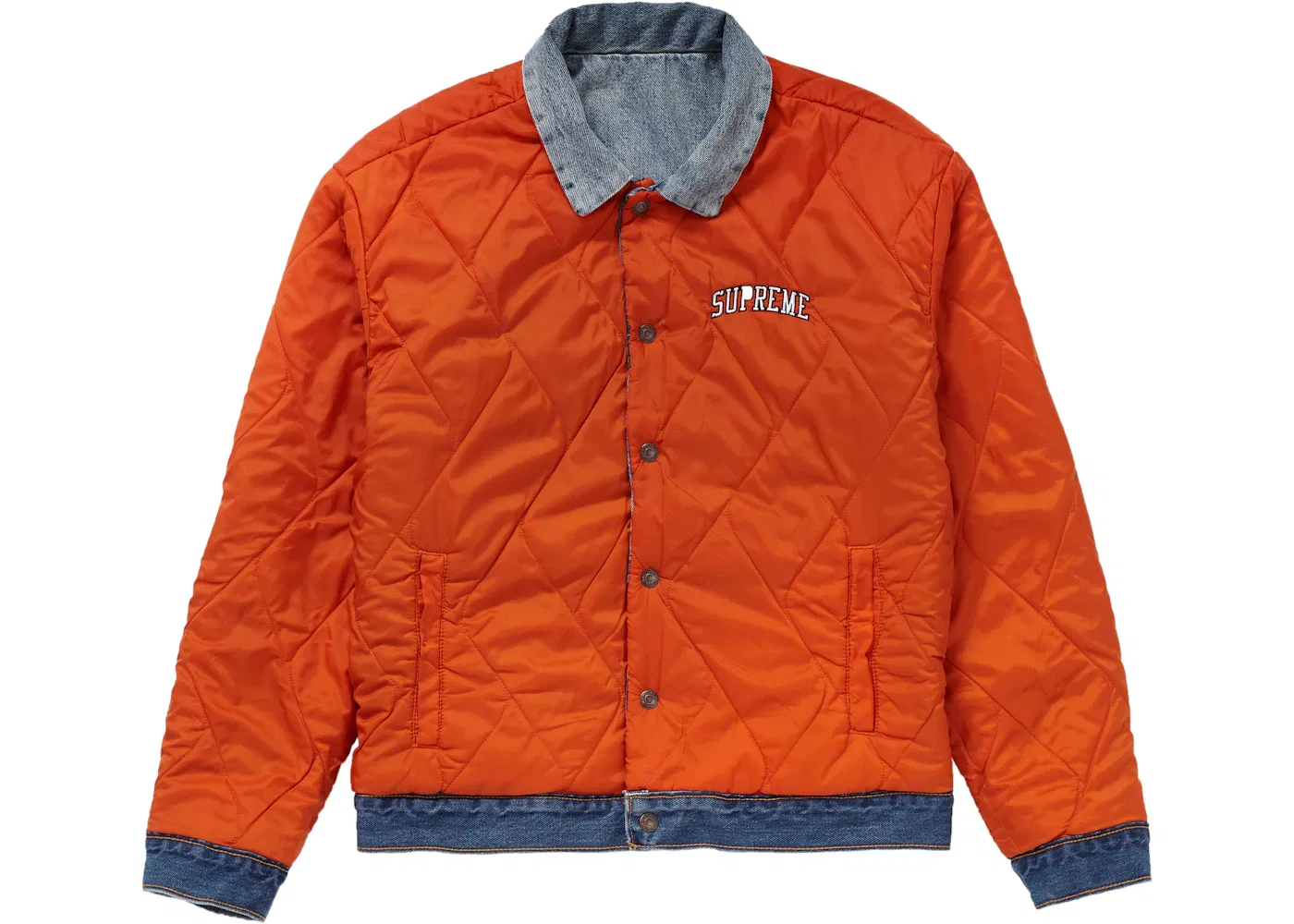 Мужская куртка-тракер стеганая двусторонняя Supreme Levis Quilted Reversible Trucker Jacket, Blue — фото 2
