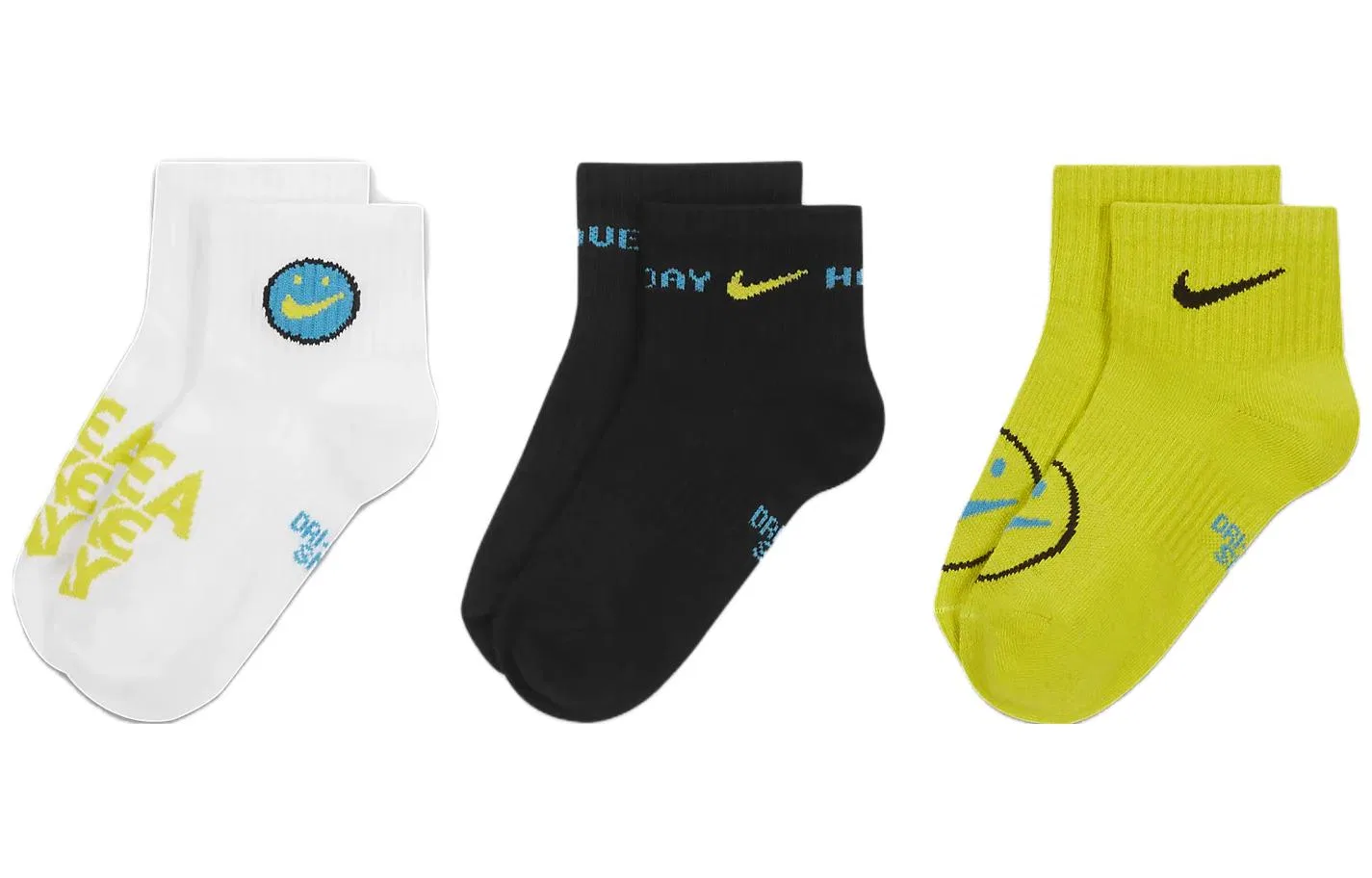 Детские носки Nike Moderate, 3 пары, White Black Yellow