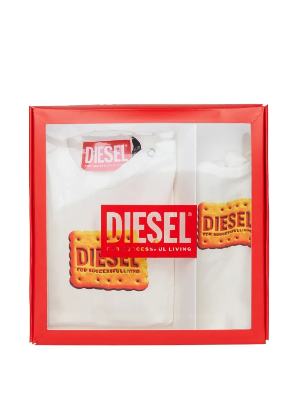 Комплект из комбинезона, шапки и нагрудника с принтом Diesel Kids, белый — фото 4