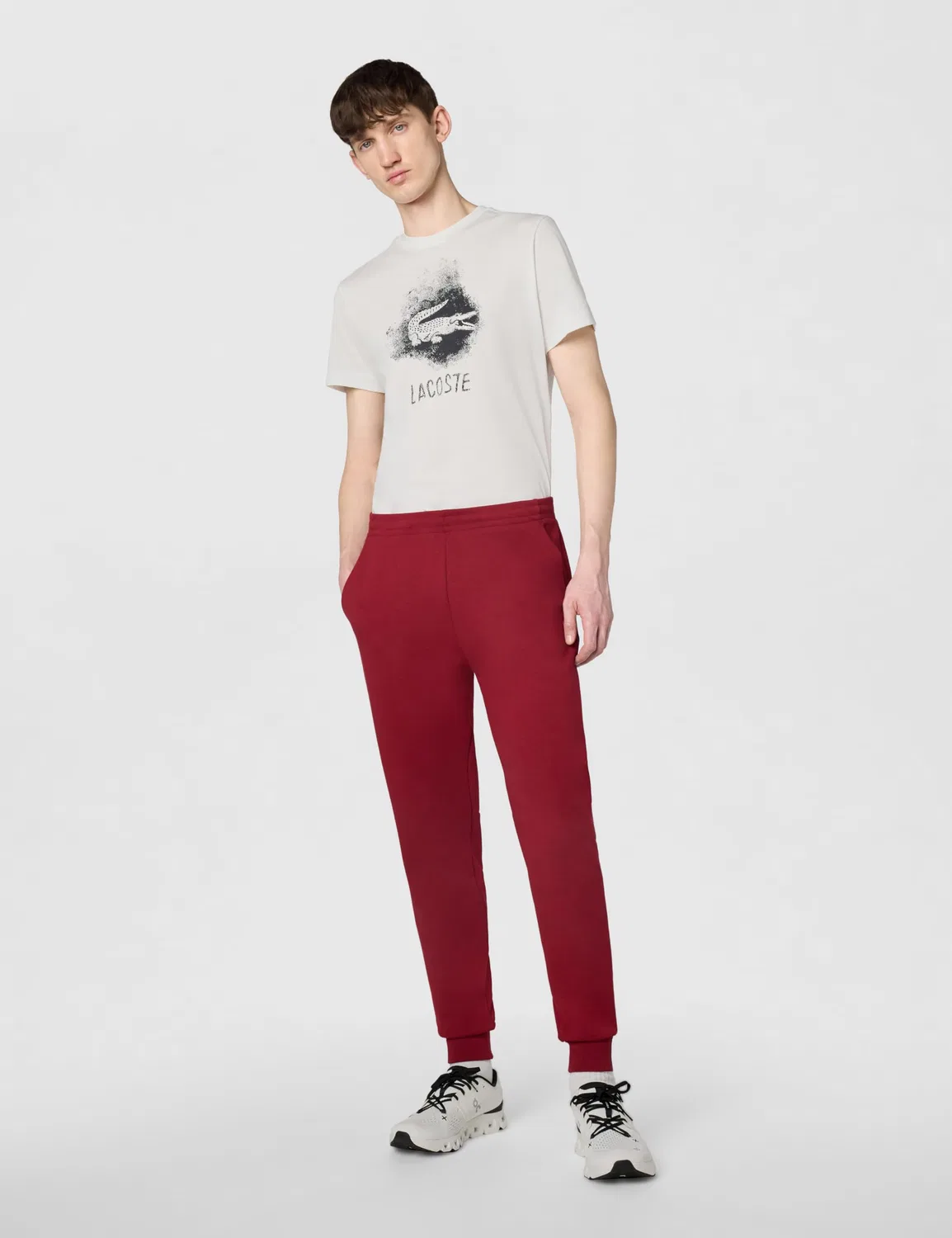 Спортивные брюки Lacoste Solid Active Double Face Slim Joggers, зауженный крой, турецкий красный — фото 3