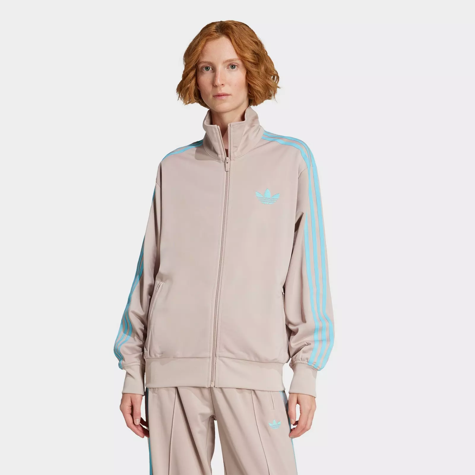 

Толстовка Women's adidas Originals adicolor 3-Stripes Firebird Loose Track, бежевый/голубой