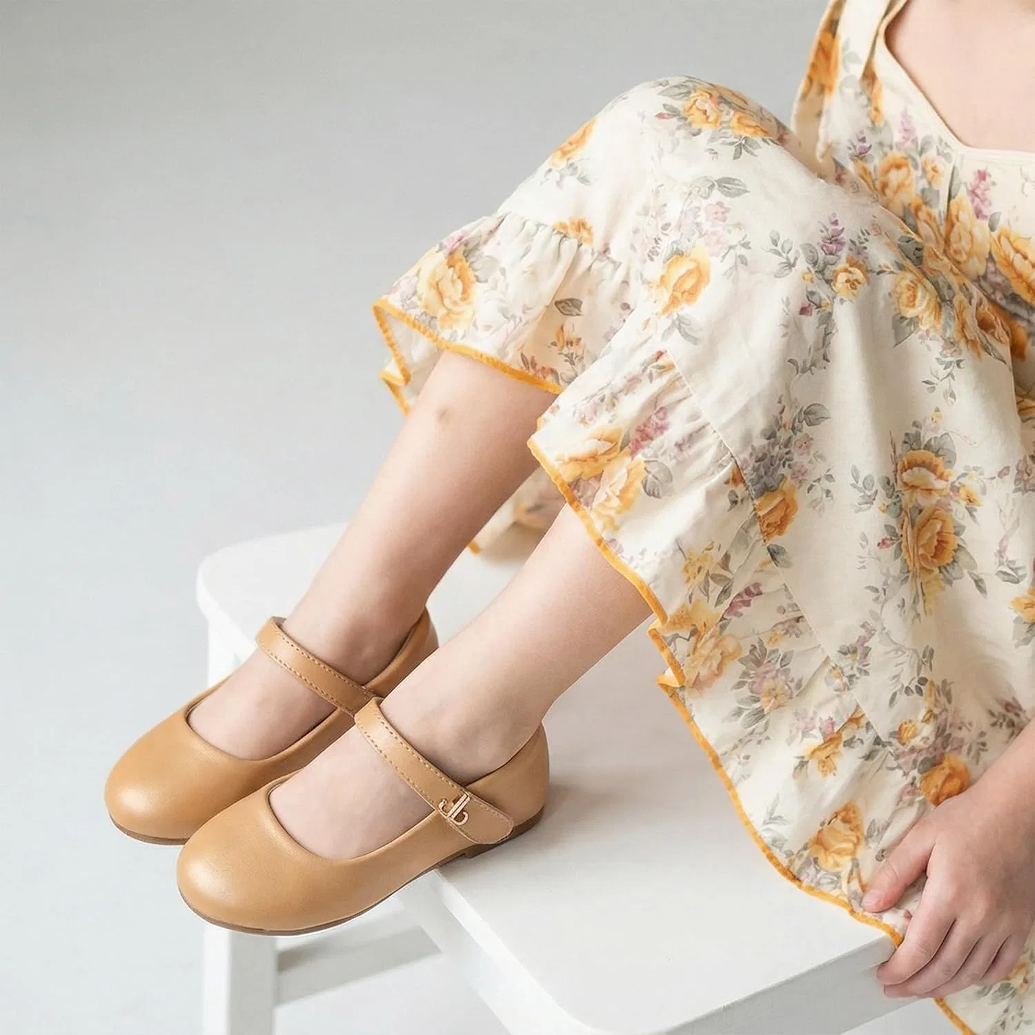 Детские туфли Мэри Джейн для девочек Retro Brogue Style THEE BRON, Light Brown — фото 2