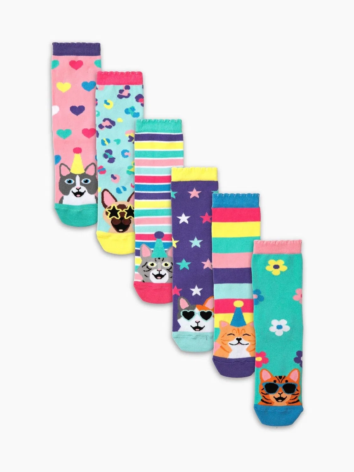 Носки детские с котятами, 6 пар United Odd Socks, фиолетовый — фото 2