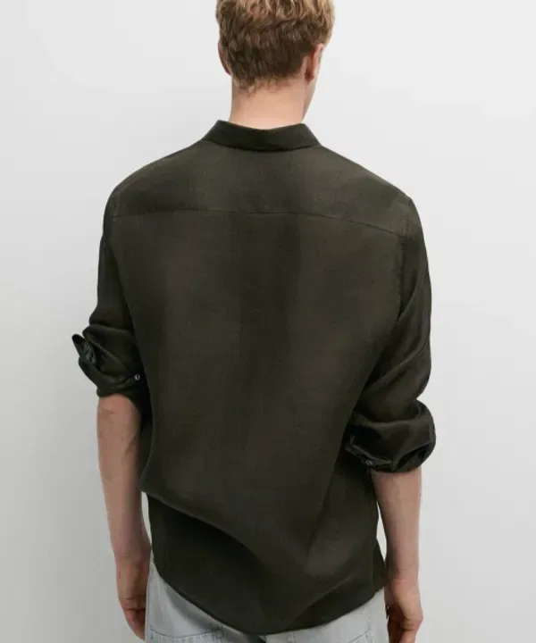 Рубашка из льна, регулярная посадка, Massimo Dutti — фото 3