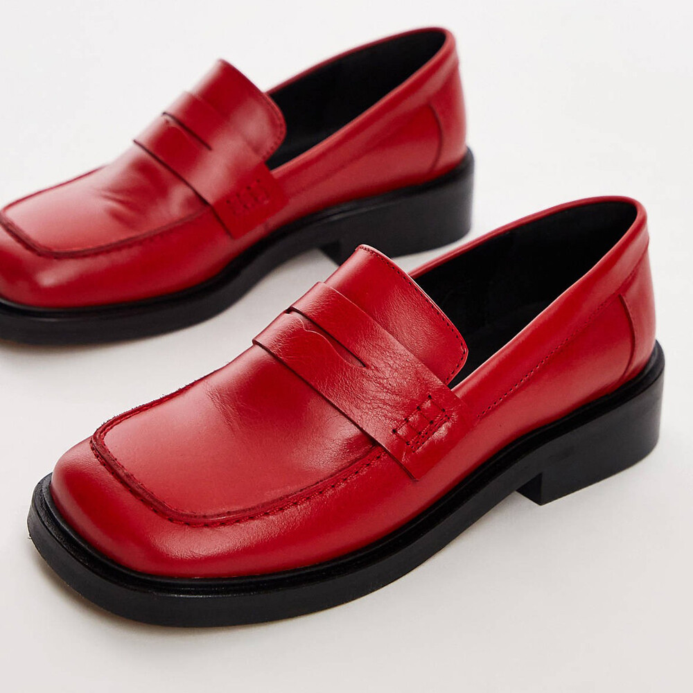 

Лоферы Topshop Cole Premium Leather Square Toe, красный