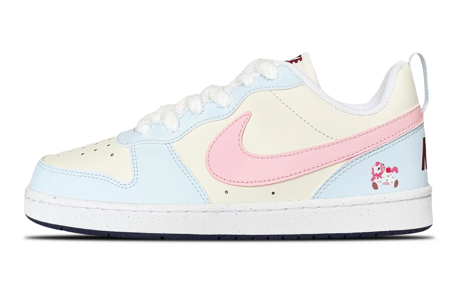 Nike Кроссовки для скейтбординга Court Borough Rainbow Pony из синтетической кожи, противоскользящие, низкие, детские, синие, унисекс — фото 3