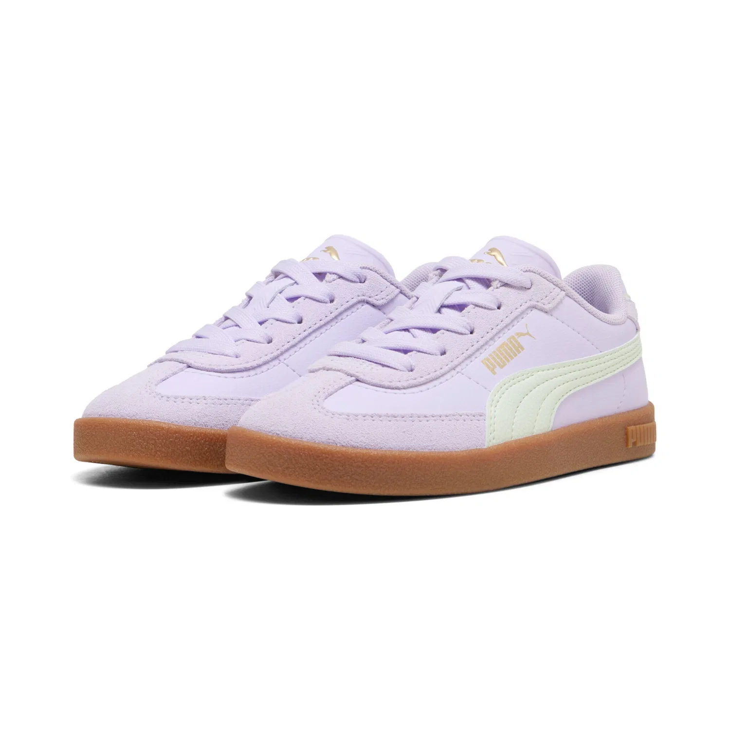 Детские кожаные кроссовки с замшевыми вставками PUMA Club II ERA PS, Light Lavender-Sage Glow