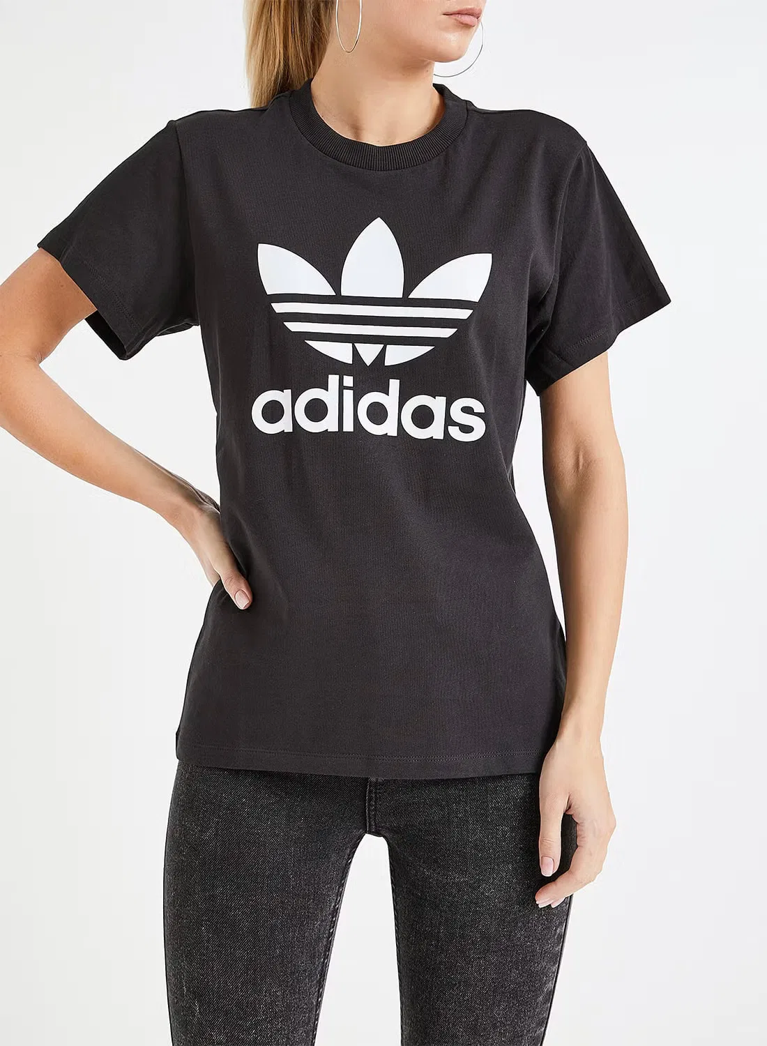 Футболка оверсайз с принтом логотипа Adidas Originals, черный